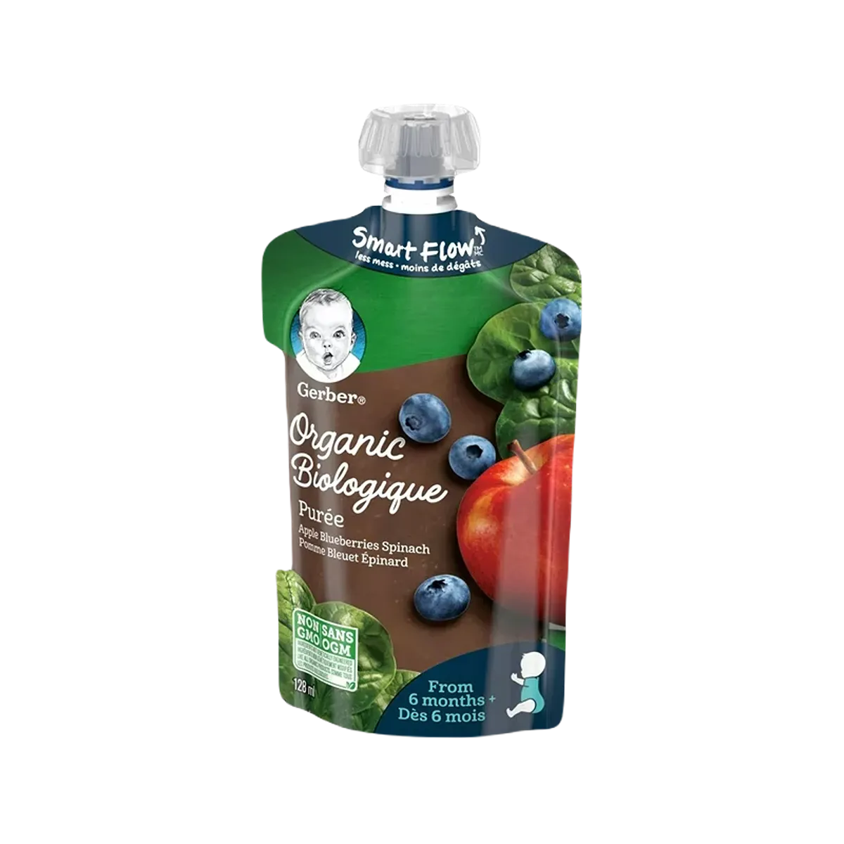 Gerber Organic puree Apple Bluberry Spinach 128ml