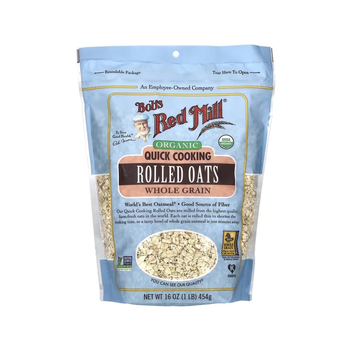 Bob's Red Mill, Oats Organic Quick Cooking Rolled Oats Whole Grain, Case Of 4, 16 oz