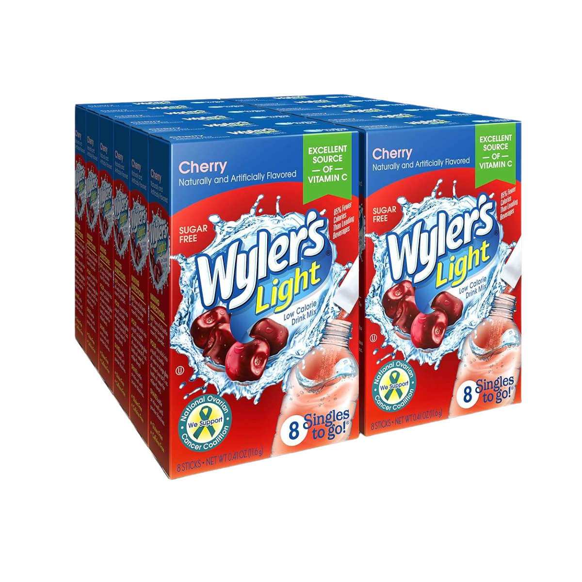 Wyler's Light Singles To Go Powder Packets, Water Drink Mix, Cherry, 96 Single Servings (Pack of 12)