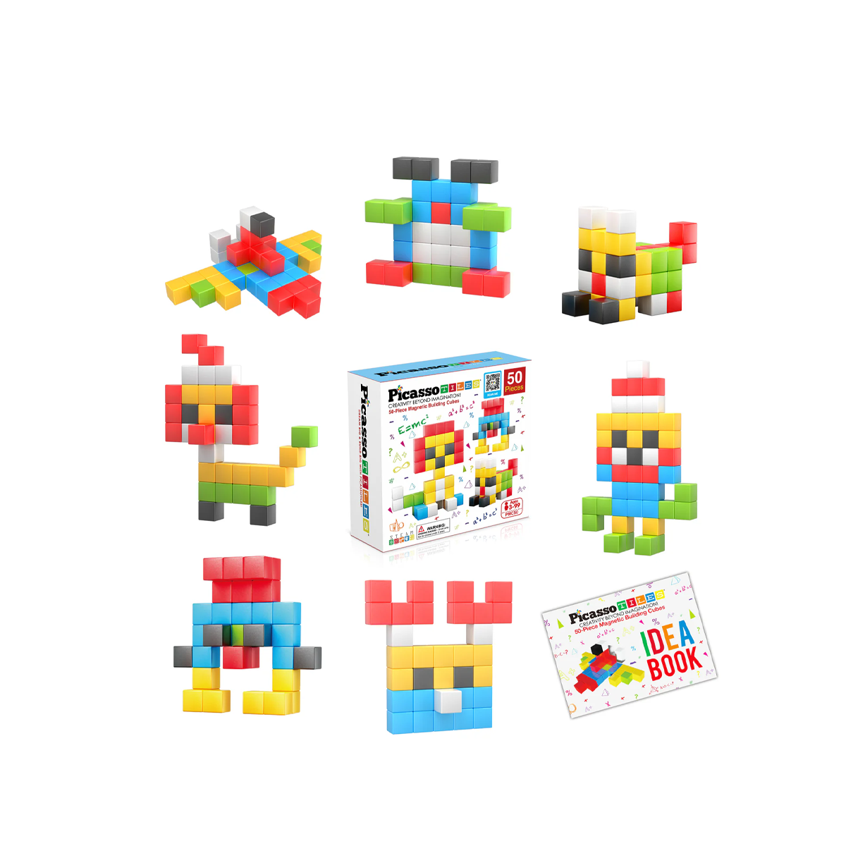 PicassoTiles 50PC Pixel Magnetic Puzzle Cube Set