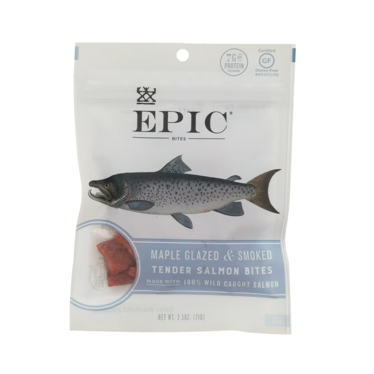 Epic International, Jerky Bites Salmon Maple Dill, Case Of 8, 2.5 oz