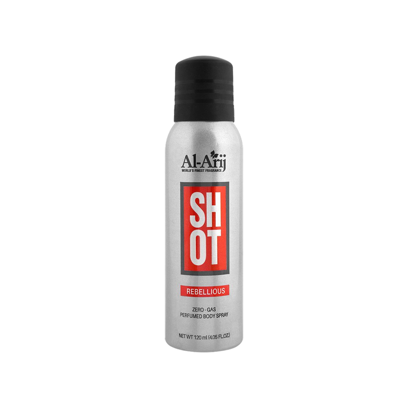 Al-Arij Shot Body Spray Rebellious 120 ML