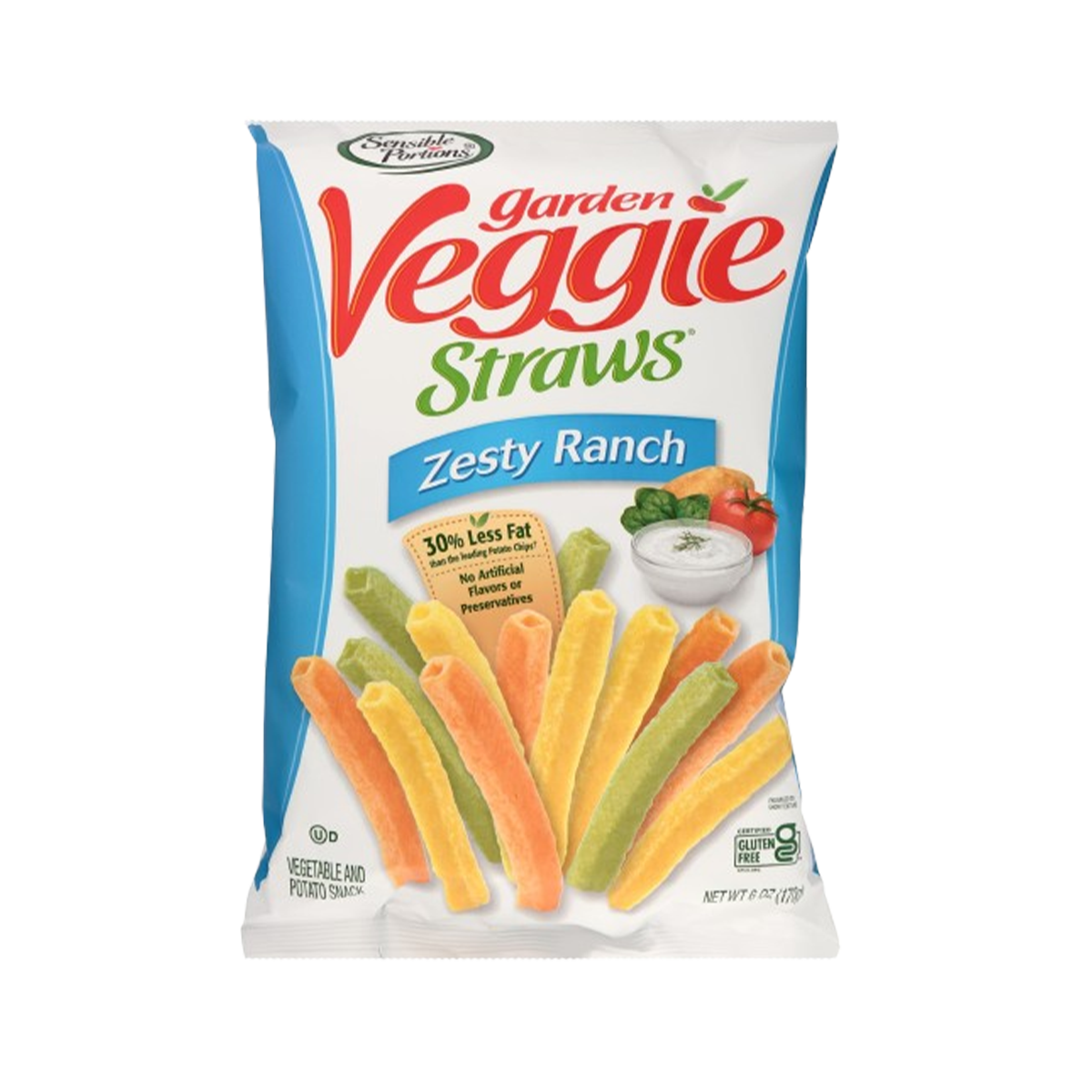 Sensible Portions, Garden Veggie Straws Zesty Ranch, Case Of 6, 6 oz