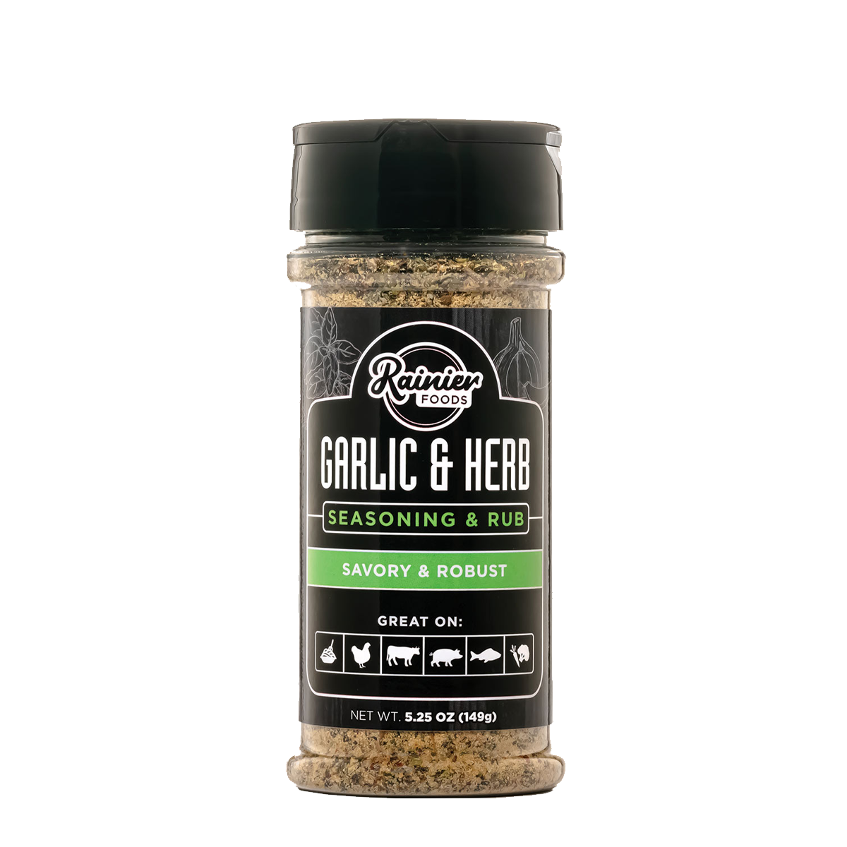 Rainier Foods Premium Seasonings Garlic & Herb Seasoning - Case of 6 - 5.25 oz