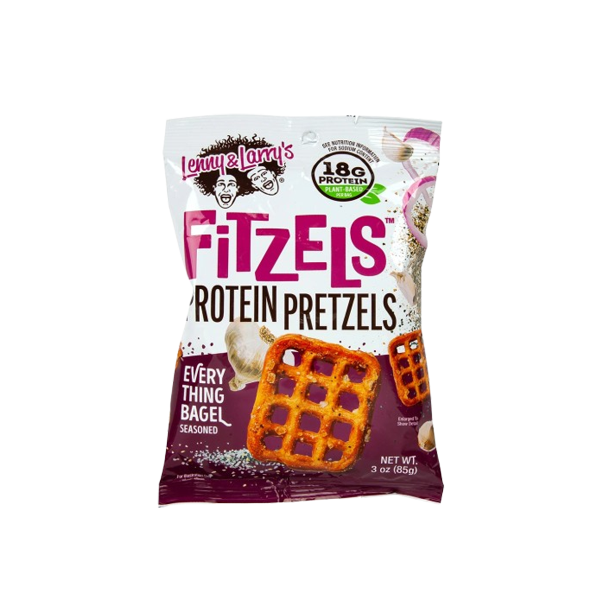 Lenny & Larry's, Fitzels Everything Bagel Seasoned Protein Pretzels, Case Of 8, 3 oz