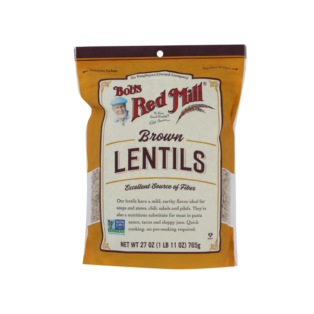 Bob's Red Mill, Beans Brown Lentils, Case Of 4, 27 oz