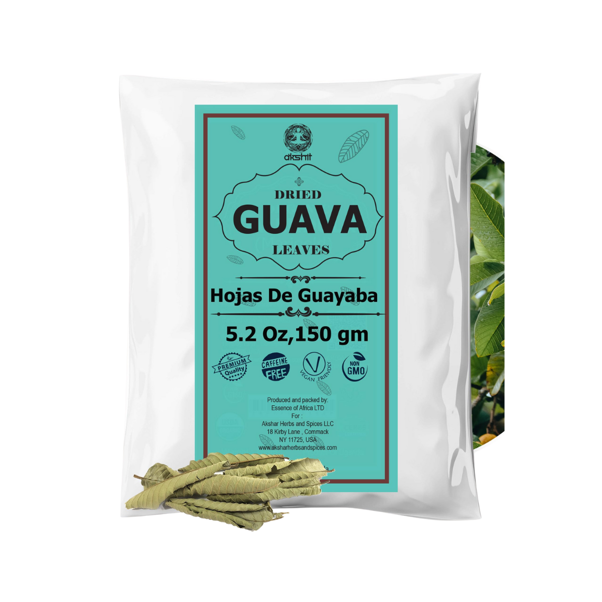 Akshit  Natural Dried Guava Leaves - Guava Tea Leaves for Seasoning & Brewing -No Additives- Case of 5-2.6 oz