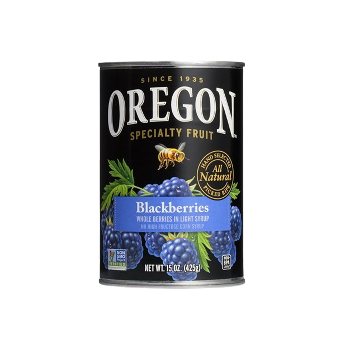 Oregon Fruit, Blackberries In Light Syrup Can, Case Of 8, 15 oz