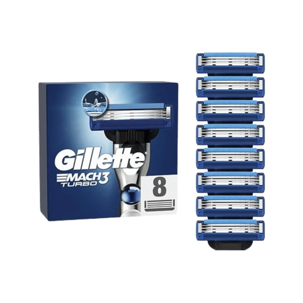 Gillette Mach3 Turbo Mens Razor Blade Refills 8