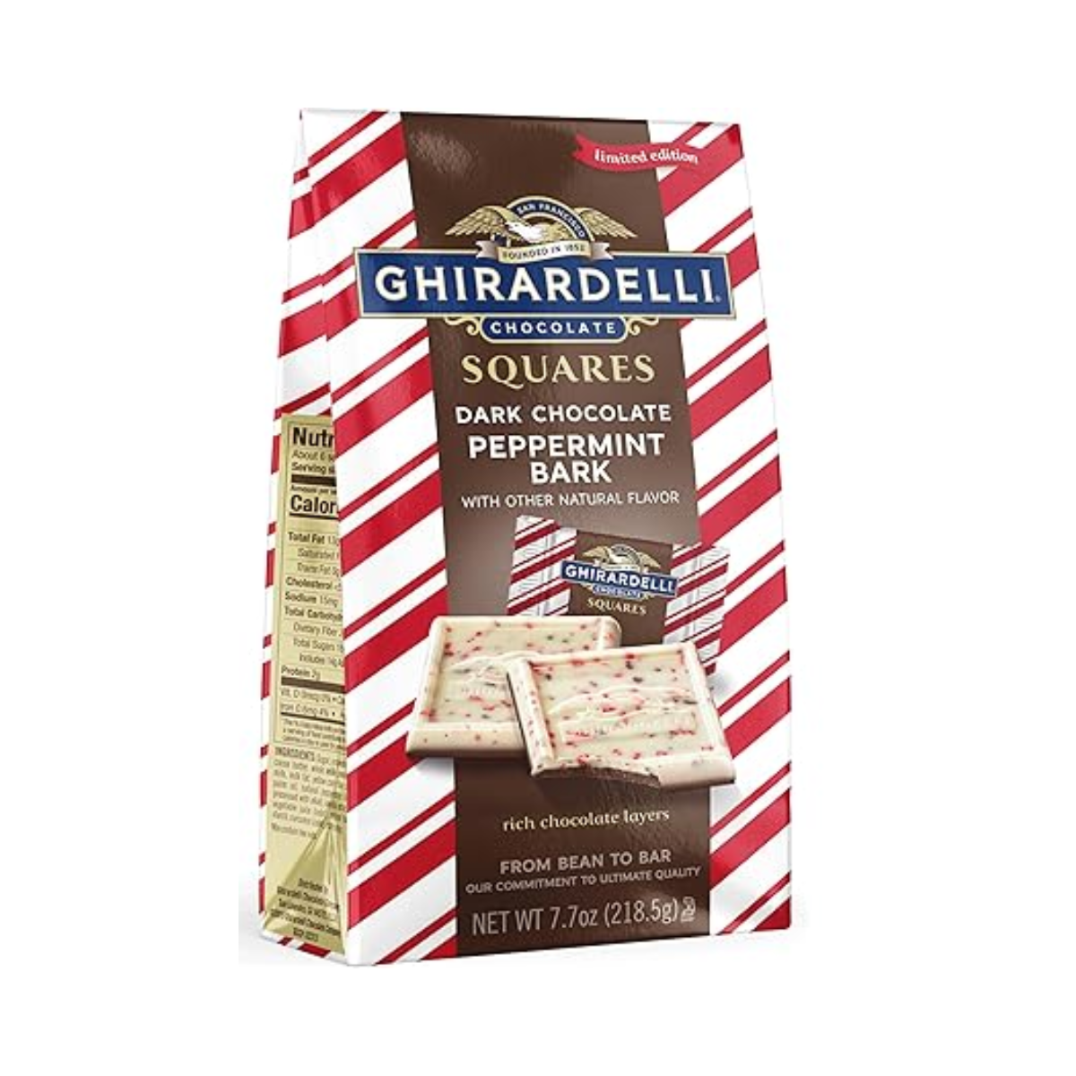 Ghirardelli, Dark Chocolate Peppermint Bark Squares, Case Of 12, 7.7 oz