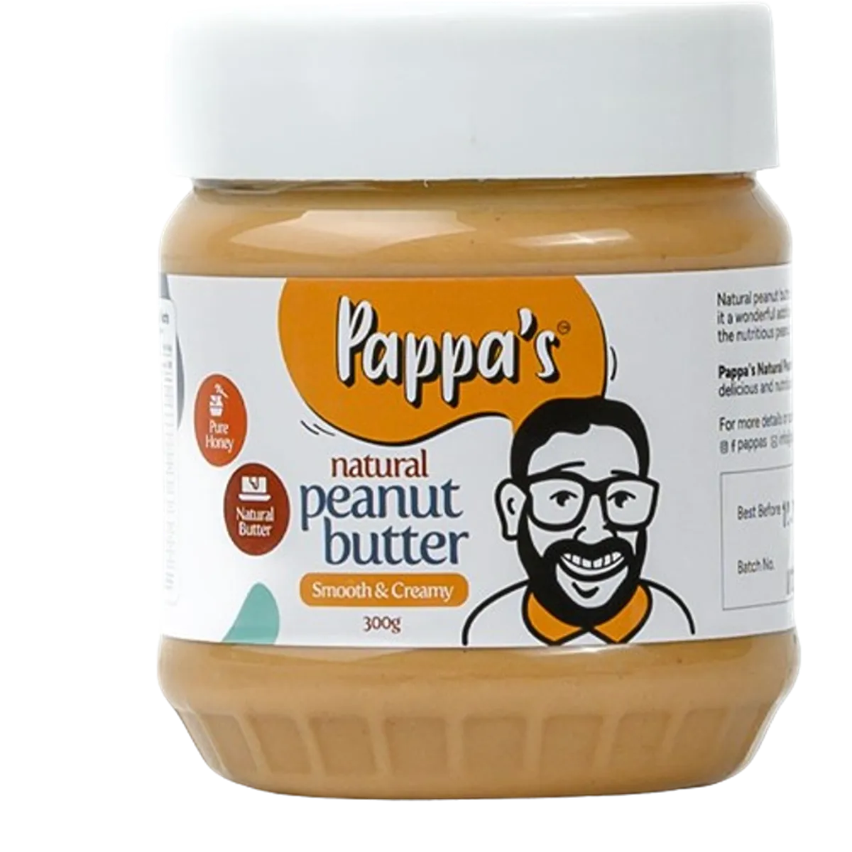Pappas Natural Peanut Butter Smooth & Creamy 300g