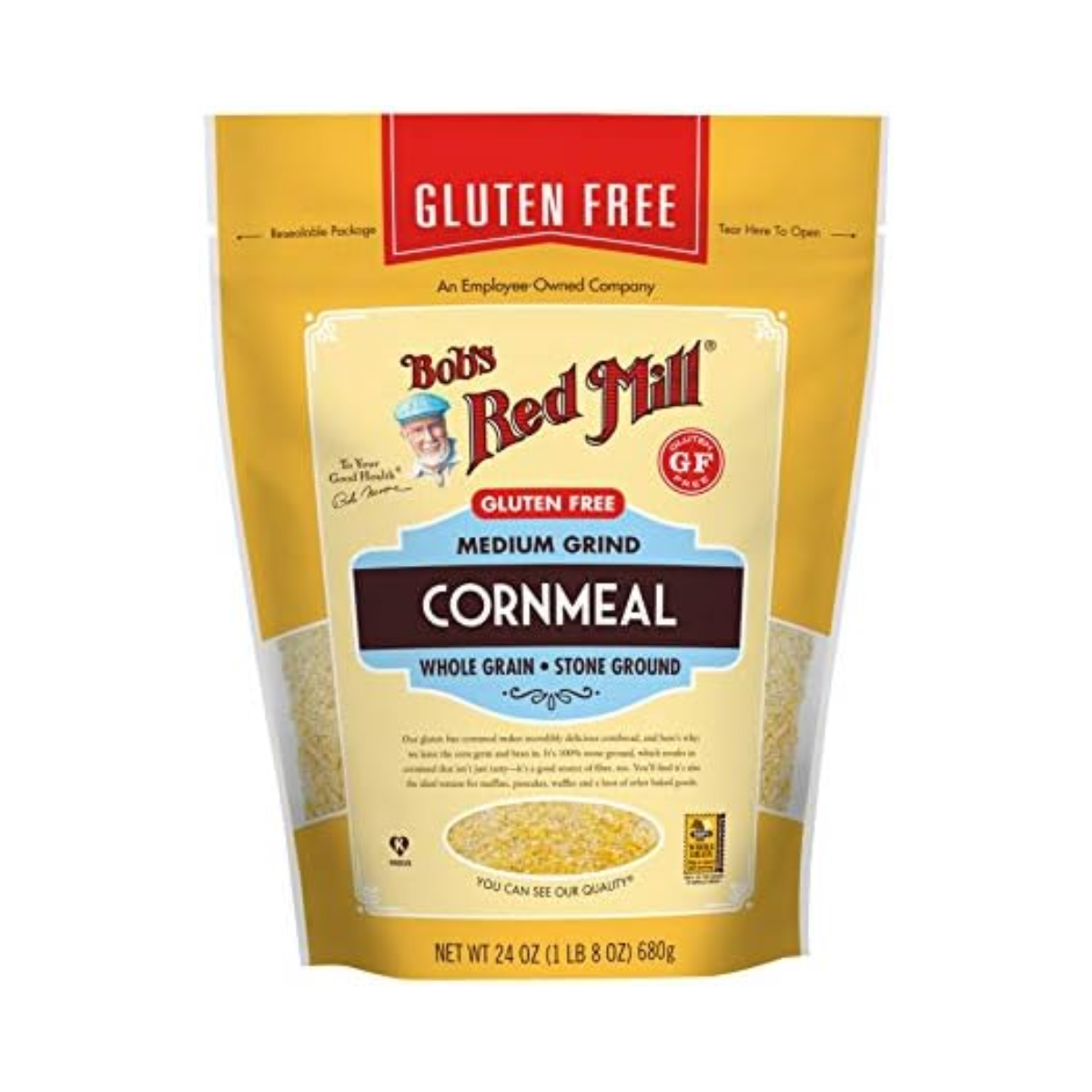 Bob's Red Mill, Whole Grain Stone Ground Cornmeal Resealable Pouch, Case Of 4, 24 oz