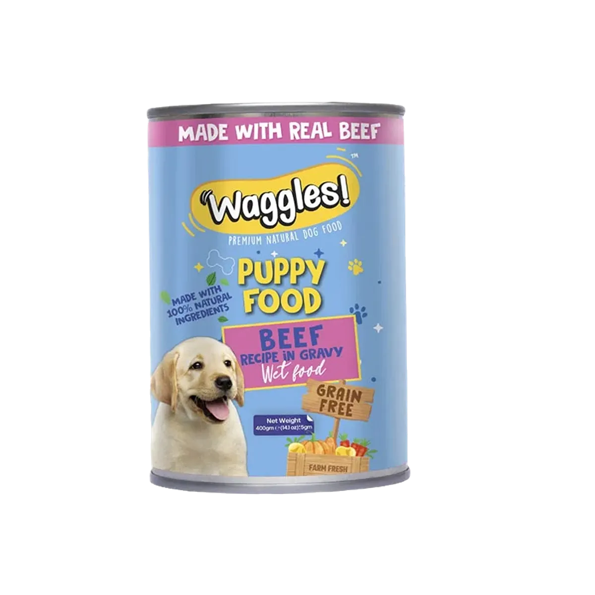 WAggles Puppy Food Beef In Gravy 400g