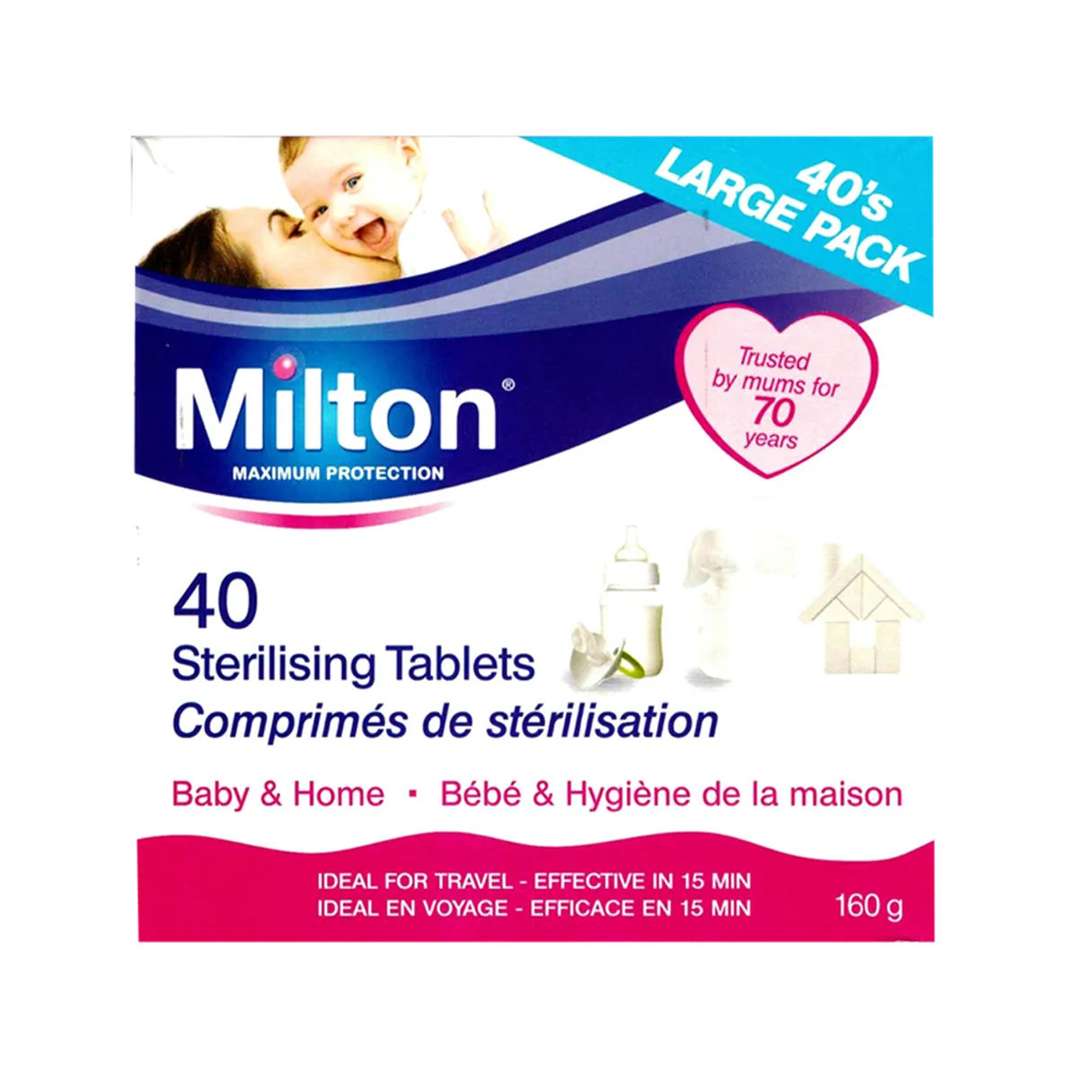 Milton Sterilising Tablets Large 40 Tablet Pack 160g