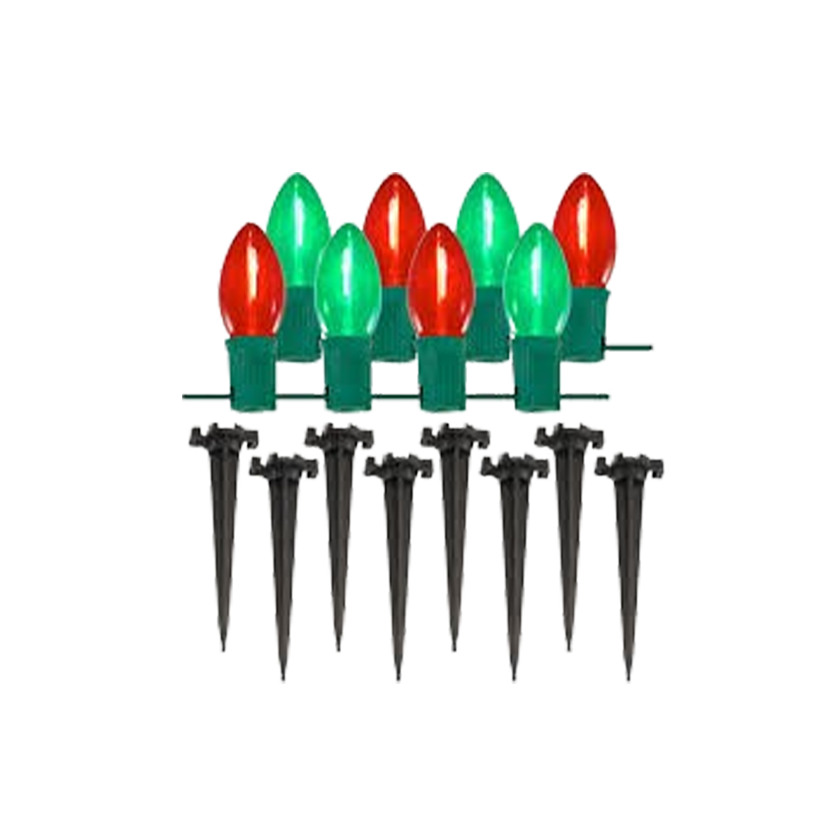 LumaBase Electric Pathway Lights with 8 Red and Green LED Bulbs, 192" x 1.25" x 8.25"