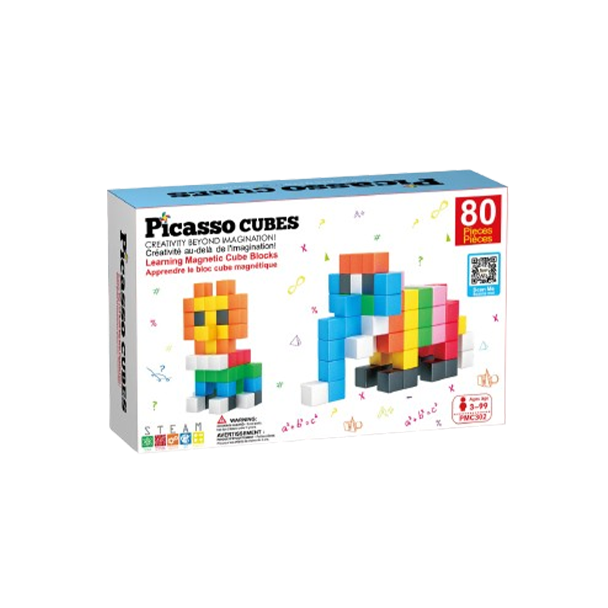PicassoTiles Magnet Cube Building Blocks 80 Pieces 1.2" 3CM Set
