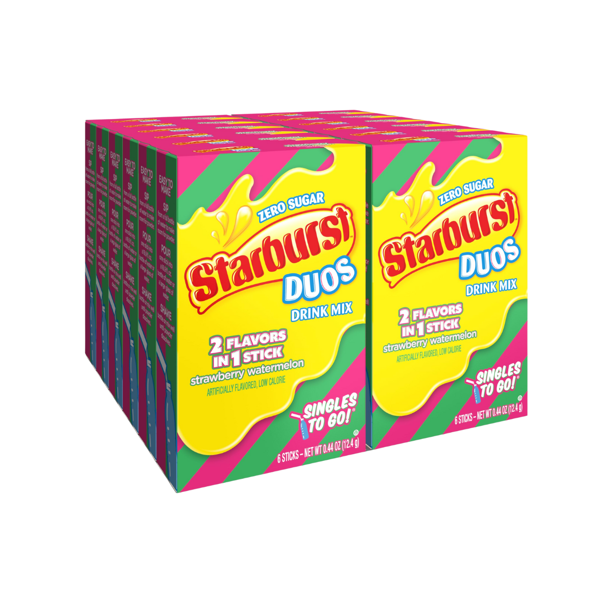 Starburst Duos Singles To Go Powdered Drink Mix, Strawberry Watermelon, 12 Boxes with 6 Packets Each - 72 Total Servings, Sugar-Free Drink Powder, Just Add Water, 6 Count (Pack of 12)