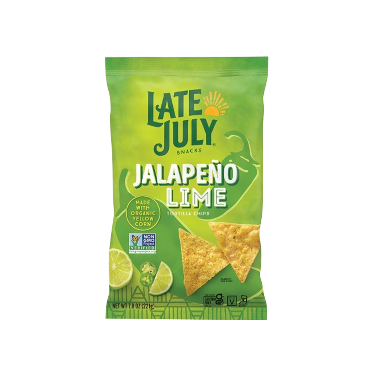 Late July, Tortilla Chips Made With Organic Yellow Corn Jalapeno Lime, Case Of 12, 7.8 oz