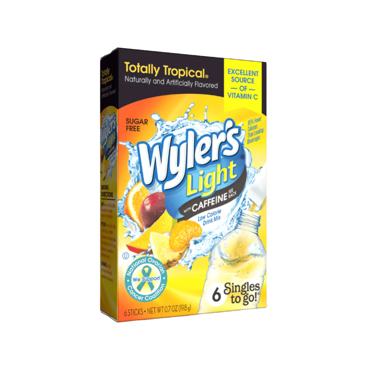 Wyler's Light Singles to Go Caffeinated Drink Mix - Totally Tropical Powder Sticks -72 Total Servings (Pack of 12)