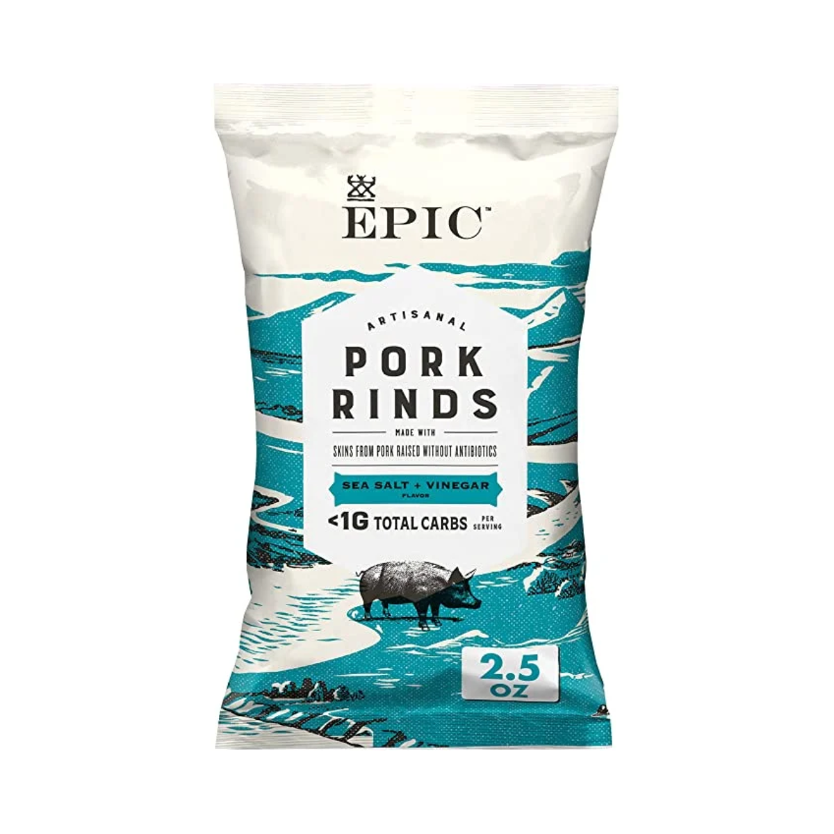 Epic International, Pork Rinds Sea Salt Vinegar, Case Of 12, 2.5 oz