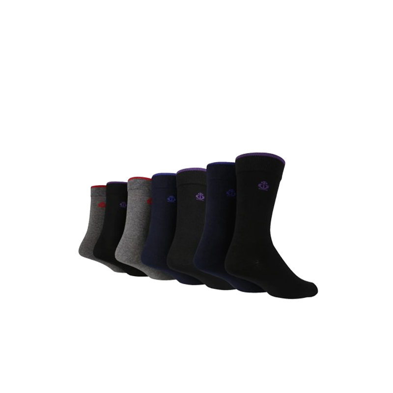 Jeff Banks Men Socks 7 Pair Set 7-11 Mulit Dark
