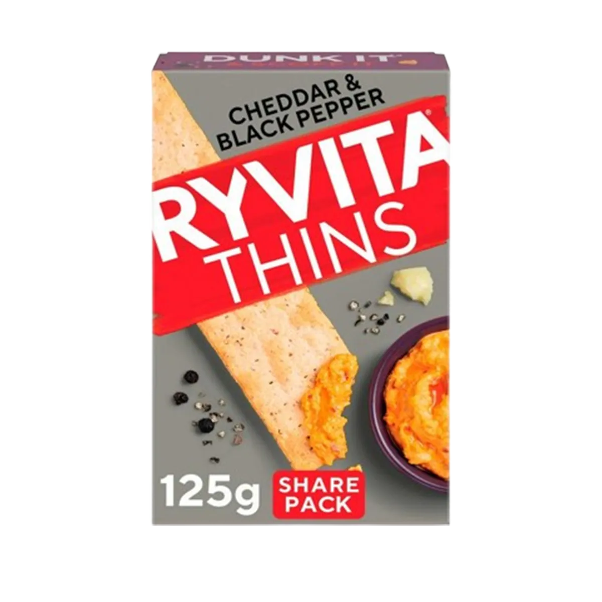Ryvita Thins Flatbreads Cheddar & Cracked Black Pepper 125g