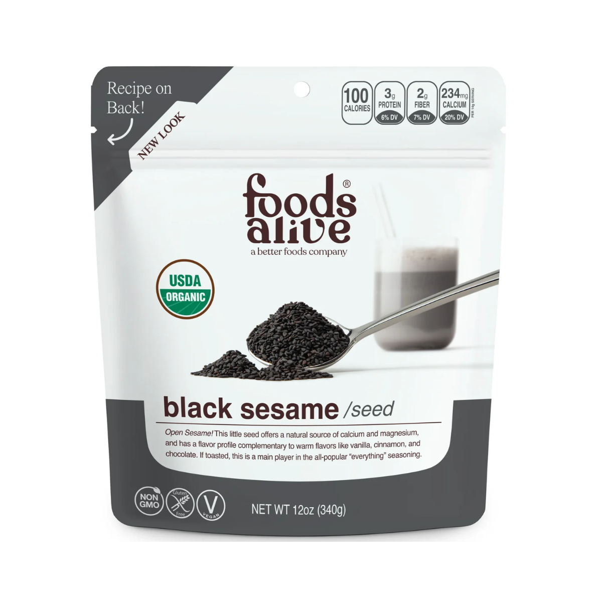 Foods Alive Organic Black Sesame Seeds Case of 6 - 12 oz