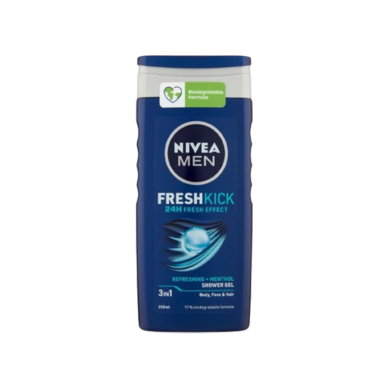 Nivea Men 24H Fresh Kick 3in1 Shower Gel Body 250ml