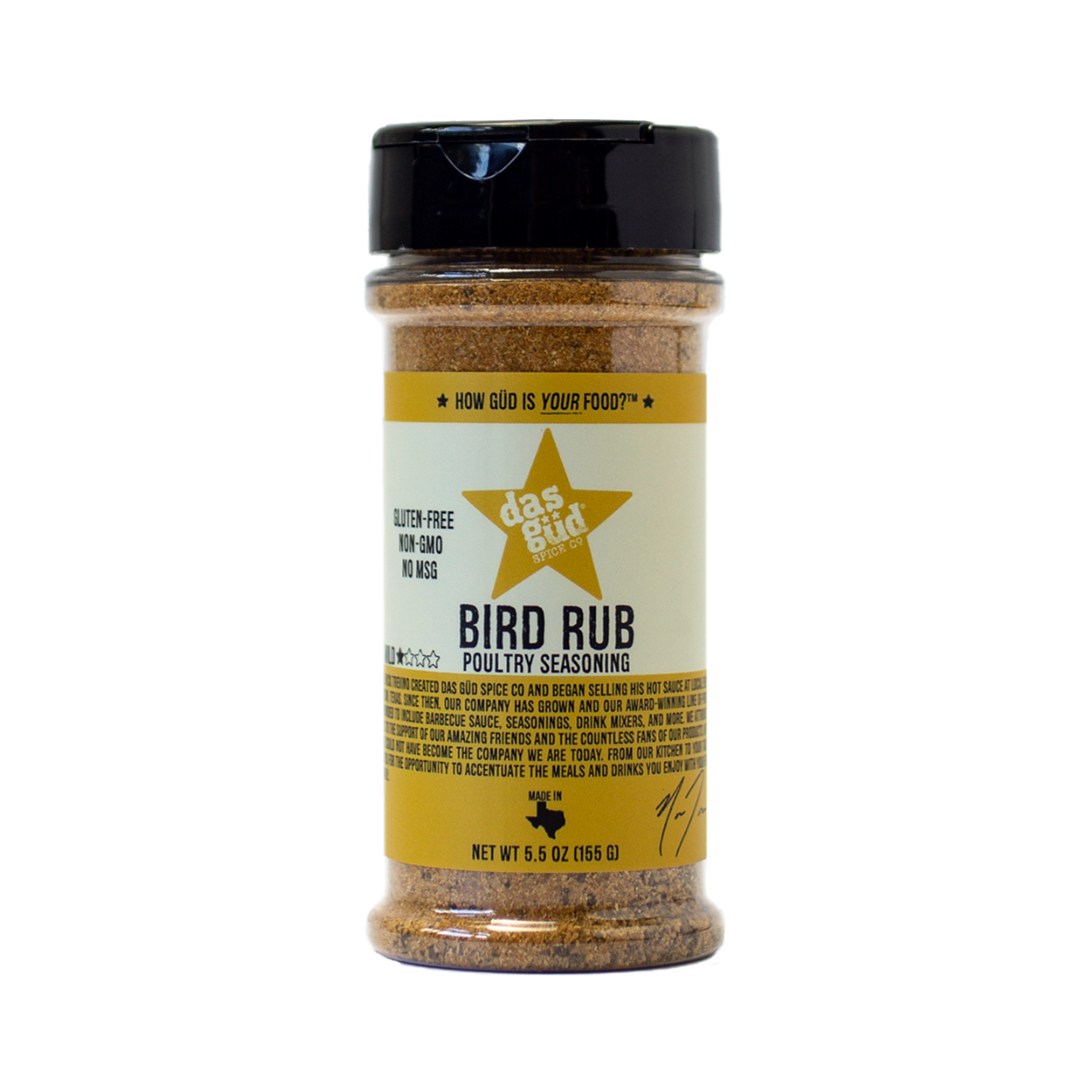 Das Gud Spice Co., Bird Rub Poultry Seasoning - Case of 12 - 5.5 OZ
