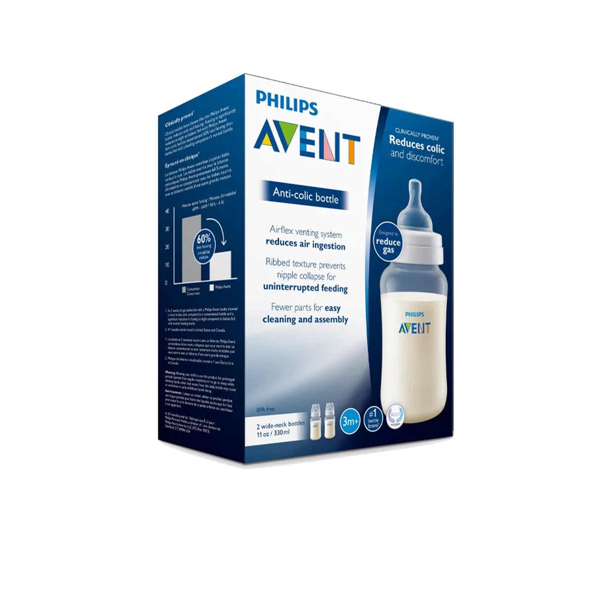 Avent Anti Colic Baby Feeding Bottle 11oz 330ml Twin Pack