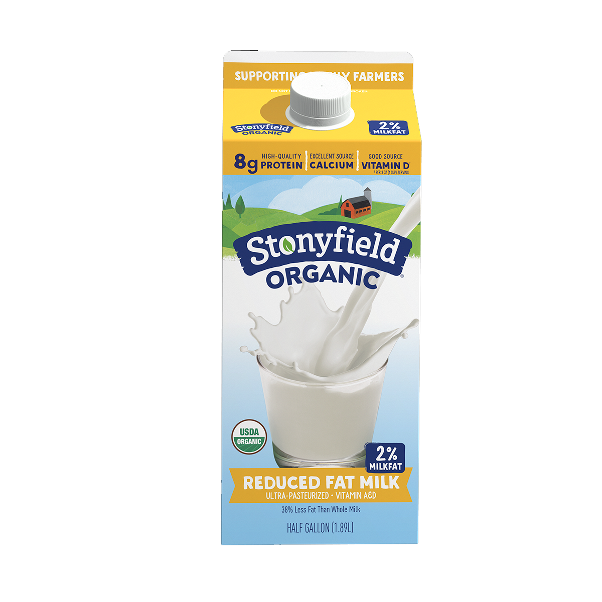 Stonyfield Farm, 2% Milk Reduced Fat, Case of 6, 64 fl oz
