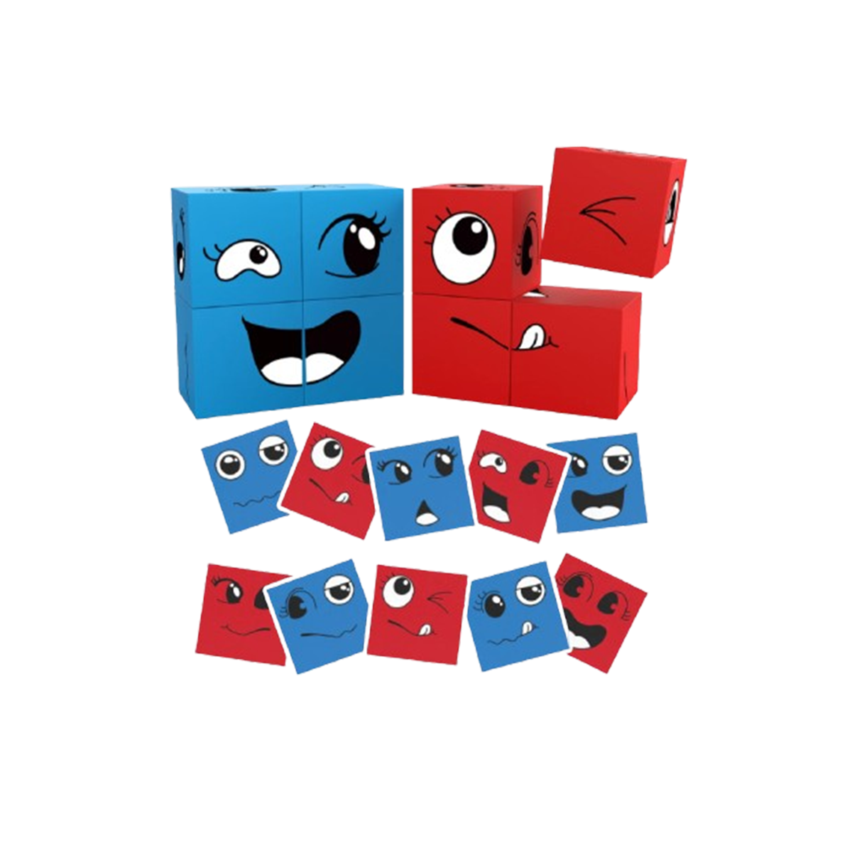 PicassoTiles Mix and Match 8 Piece Magnetic Emoticon Puzzle Cubes