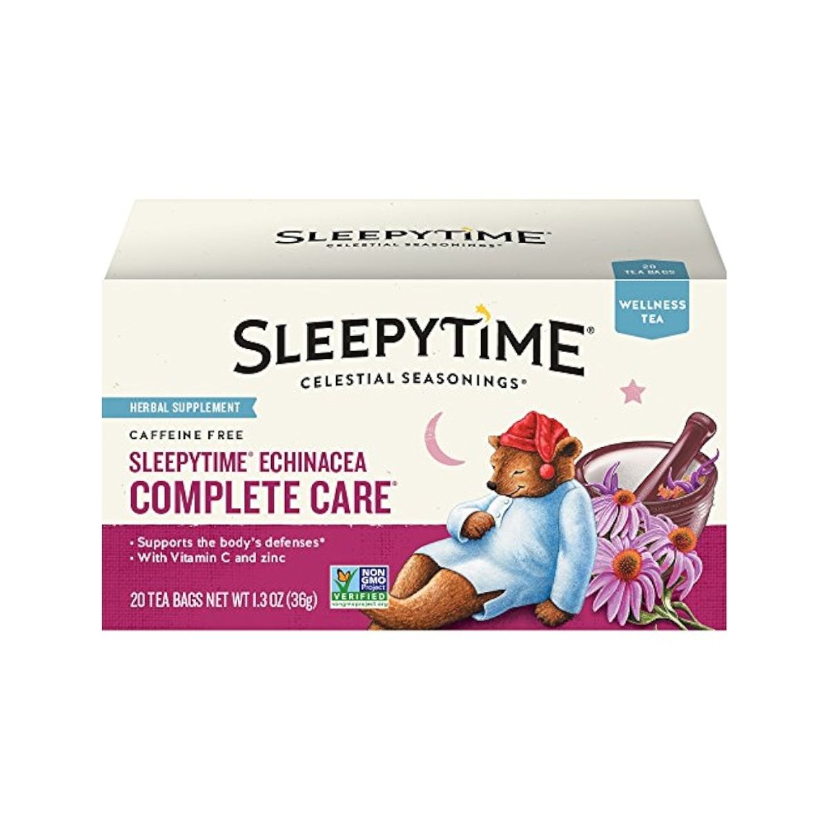 Celestial Seasonings, Sleepytime Echinacea Immune Boost Wellness Tea 20 Tea Bags, Case Of 6, 20 bag