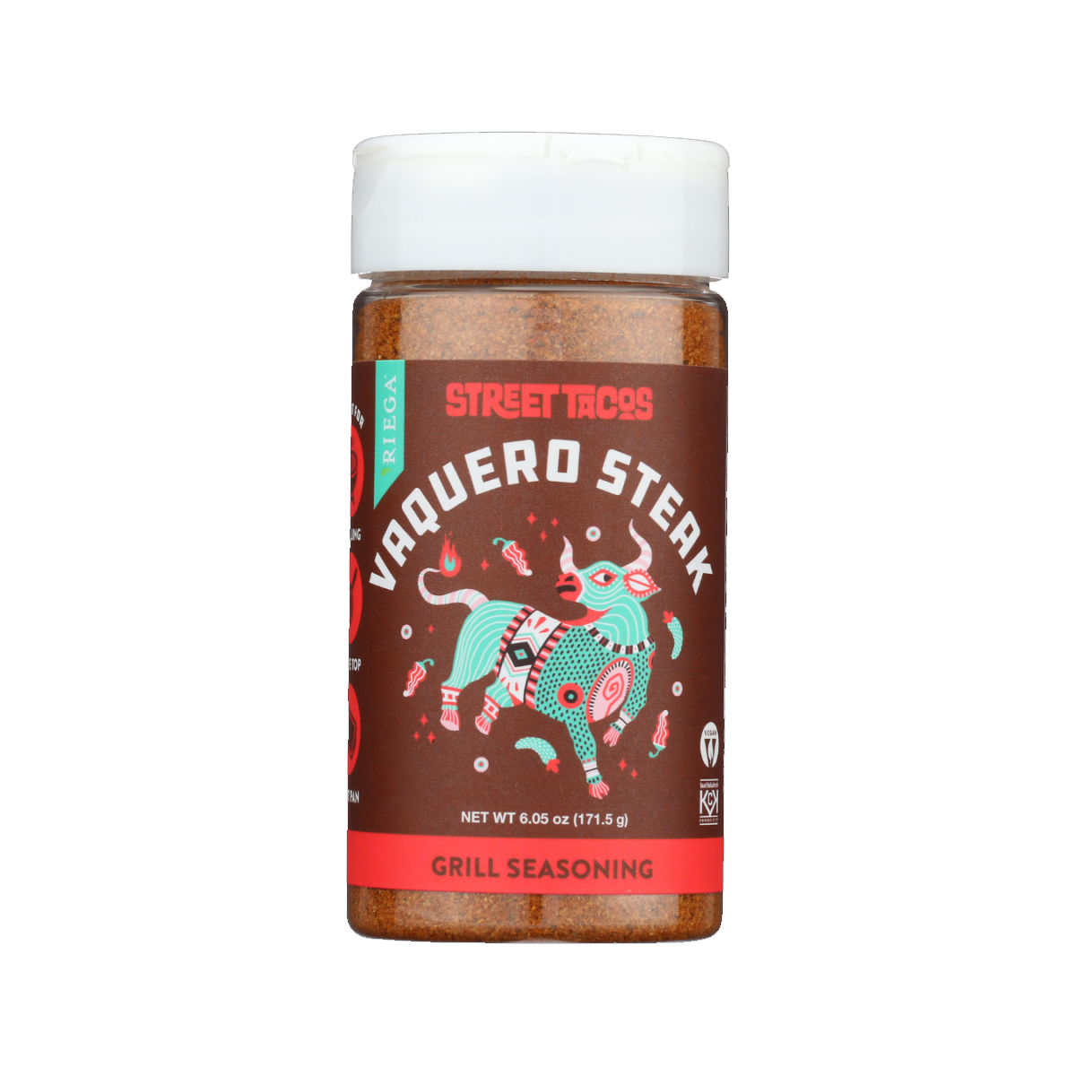 Riega Foods, Street Tacos Vaquero Steak Seasoning, Case Of 6, 6.05 oz