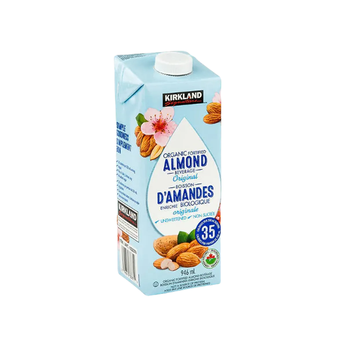 Kirkland Orgaine Almond Boisson damandes Orignal Milk 946ml