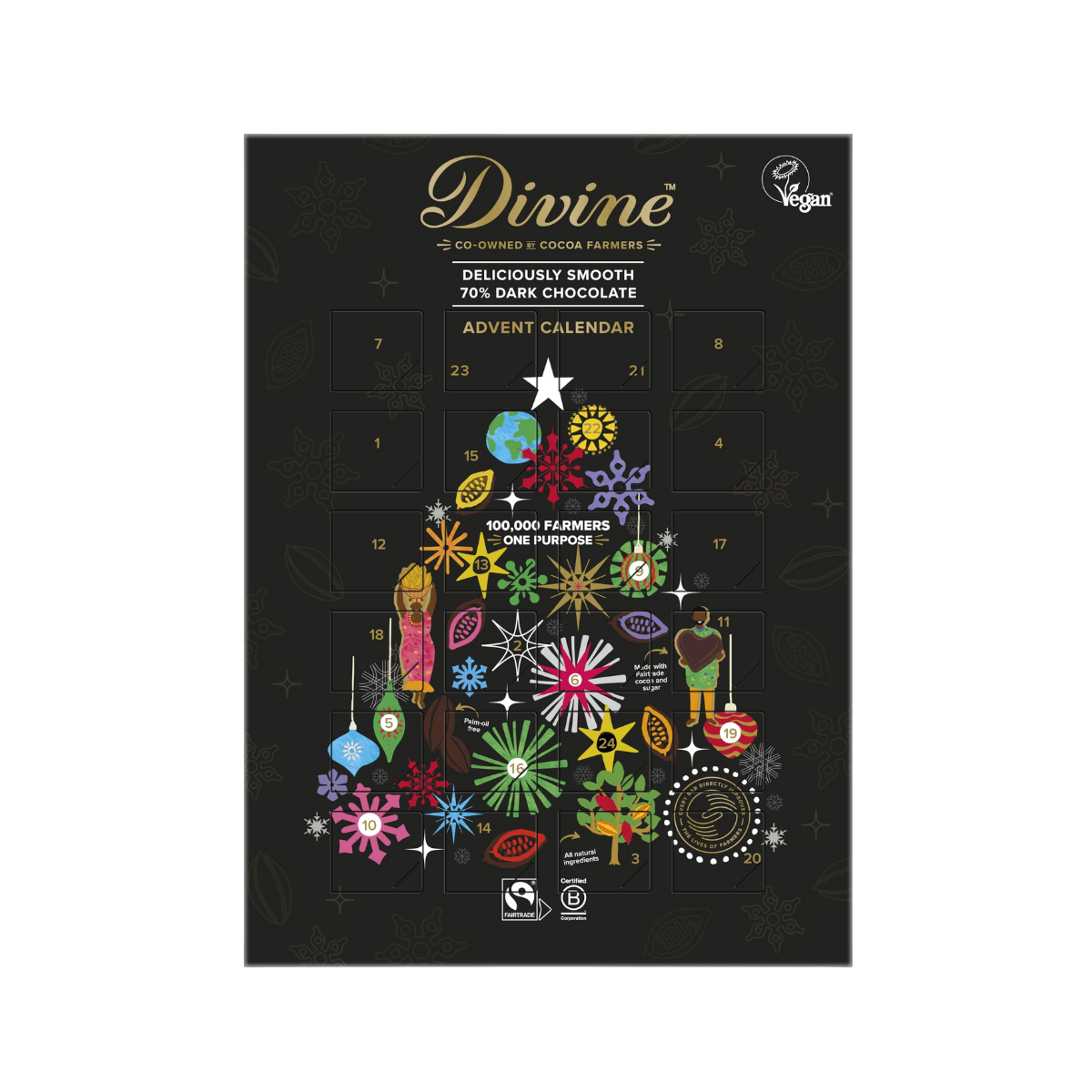 Divine Chocolate, Dark Chocolate Advent Calendar, Case Of 12, 3 oz