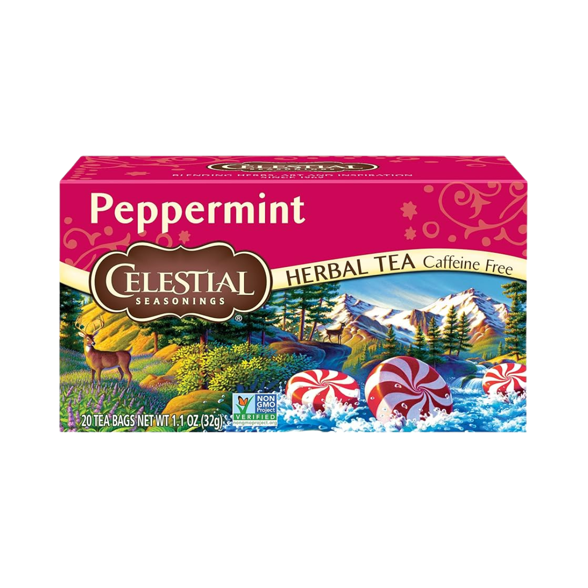 Celestial Seasonings, Herb Tea Peppermint 20 Tea Bags, Case Of 6, 20 bag