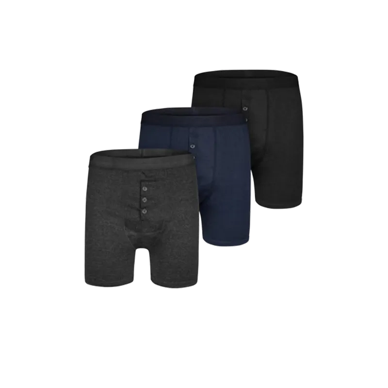 The Collection 3 Pack Assorted Button Boxers Colour: Grey Size: