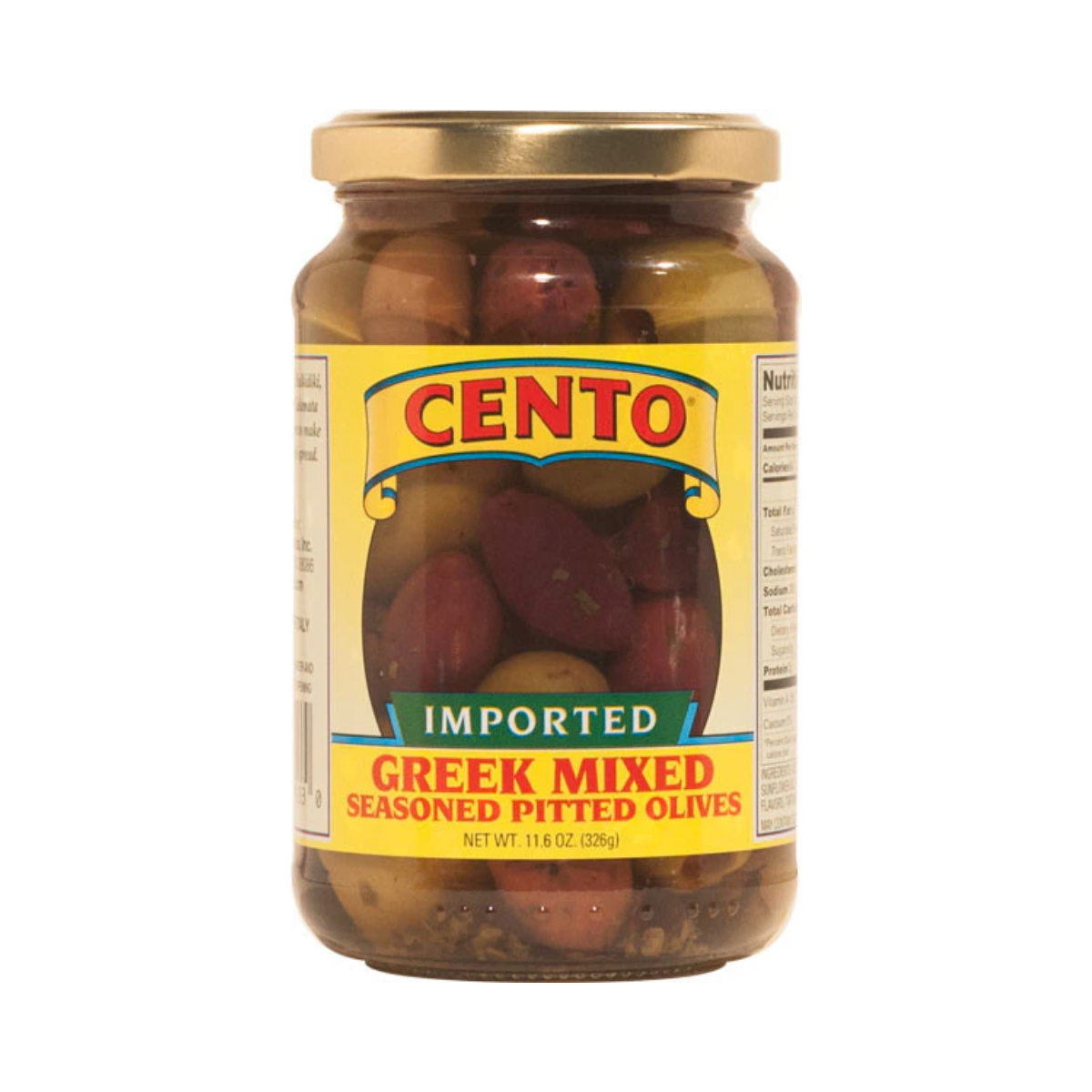 Cento, Imported Greek Mixed Season Pitted Olives, Case Of 6, 11.6 oz
