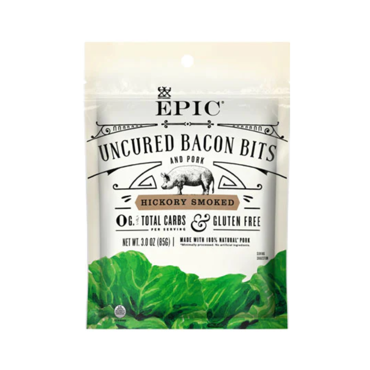 Epic International, Uncured Bacon Bits And Pork Hickory Smoked, Case Of 10, 3 oz
