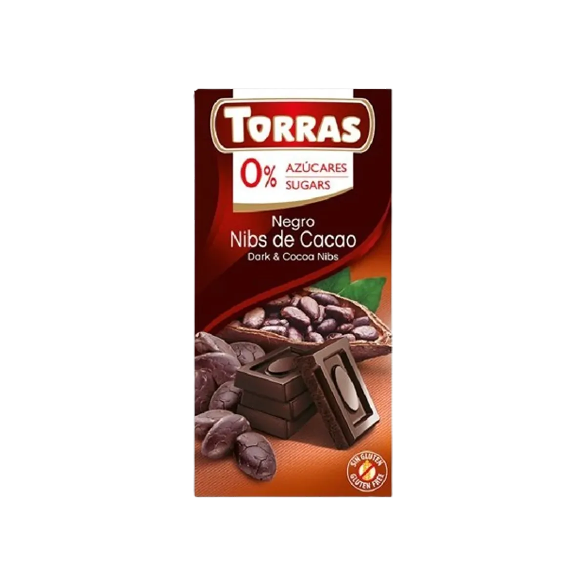 Torras Negro Zero Sugar Cocoa Nibs Dark Chocolate 75g