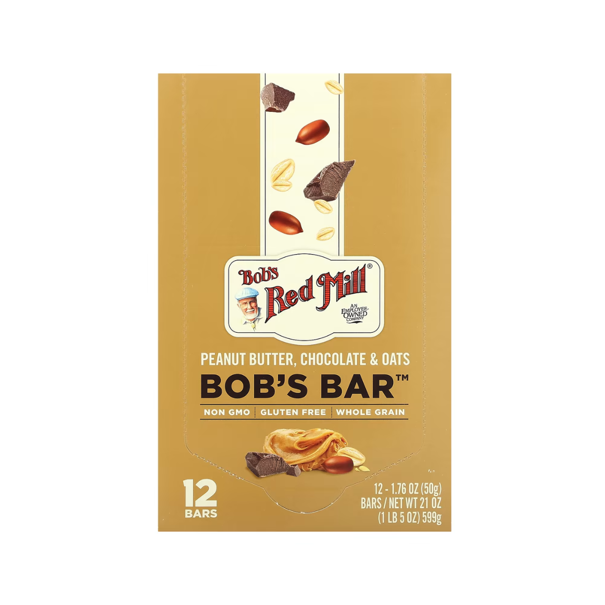 Bob's Red Mill, Gluten Free Peanut Butter, Chocolate Oats Bar, Case Of 12, 1.76 oz