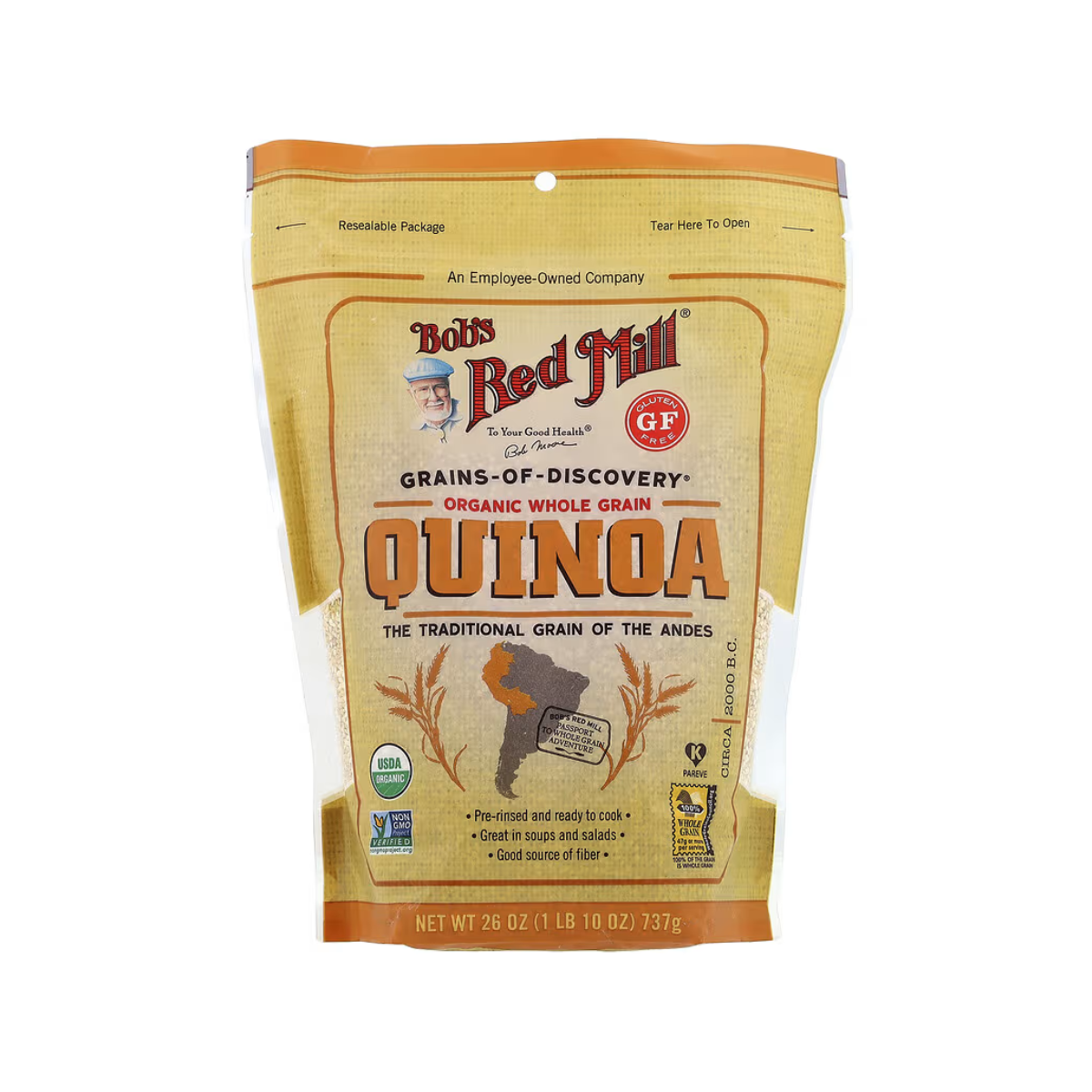 Bob's Red Mill, Organic Whole Grain Quinoa, Case Of 4, 26 oz