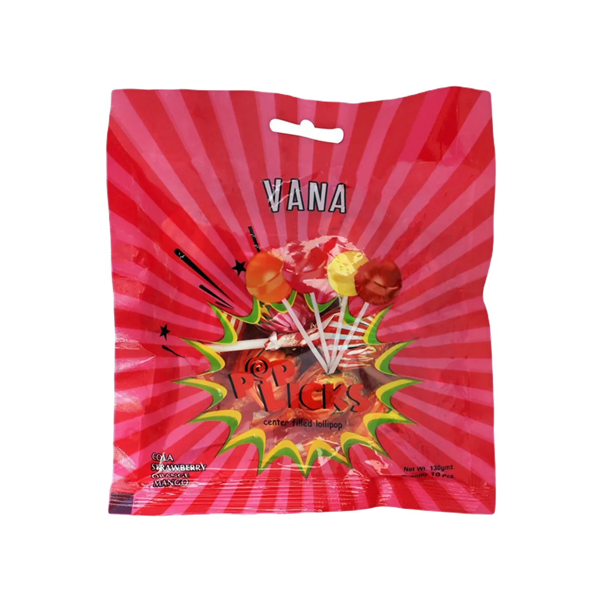 Vana Poplicks Lollipop Assorted Bag 130g