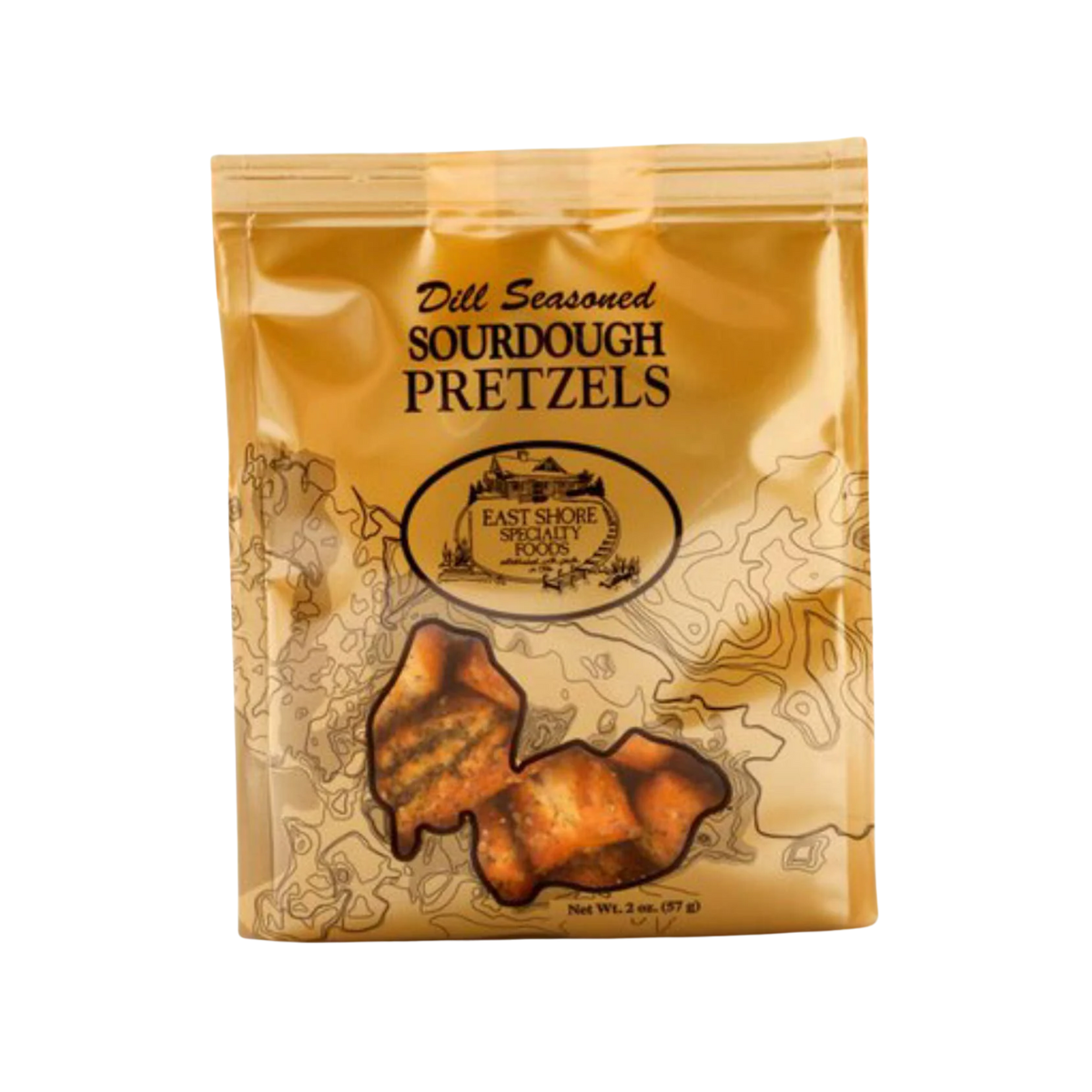 East Shore Specialty Foods, Dill Seasoned Sourdough Pretzels - Case of 36 - 2 OZ