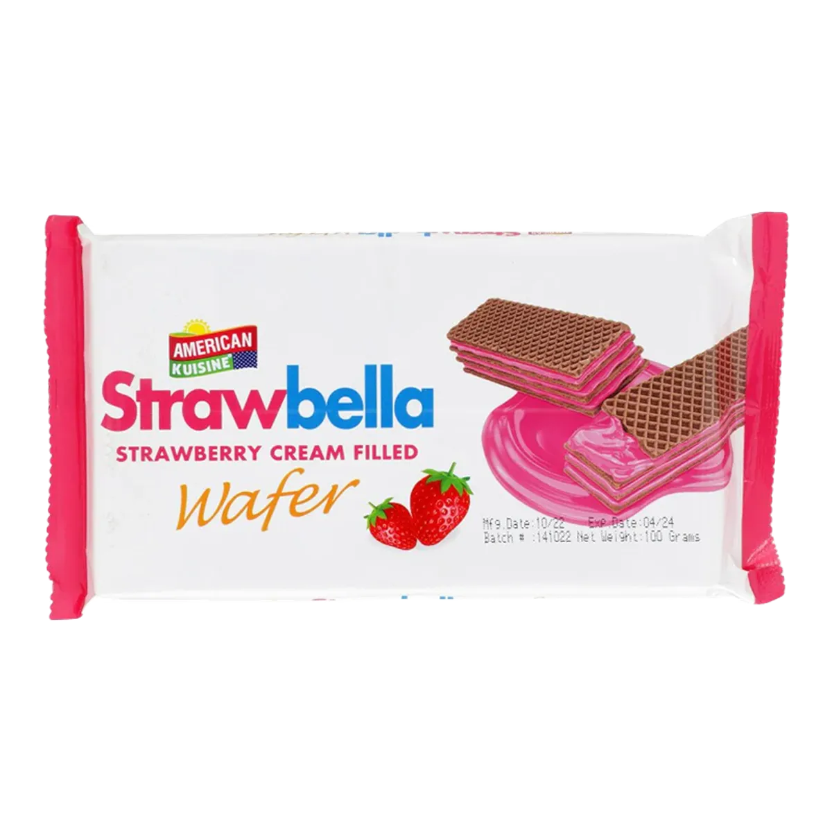 American Kuisine Strawbella Strawberry Cream Filled Wafer 100G