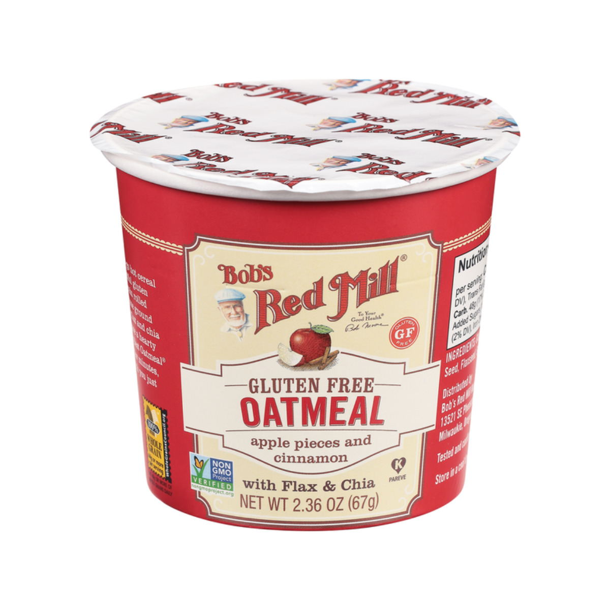Bob's Red Mill, Gluten Free Oatmeal Cup Apple And Cinnamon, Case Of 12, 2.36 oz