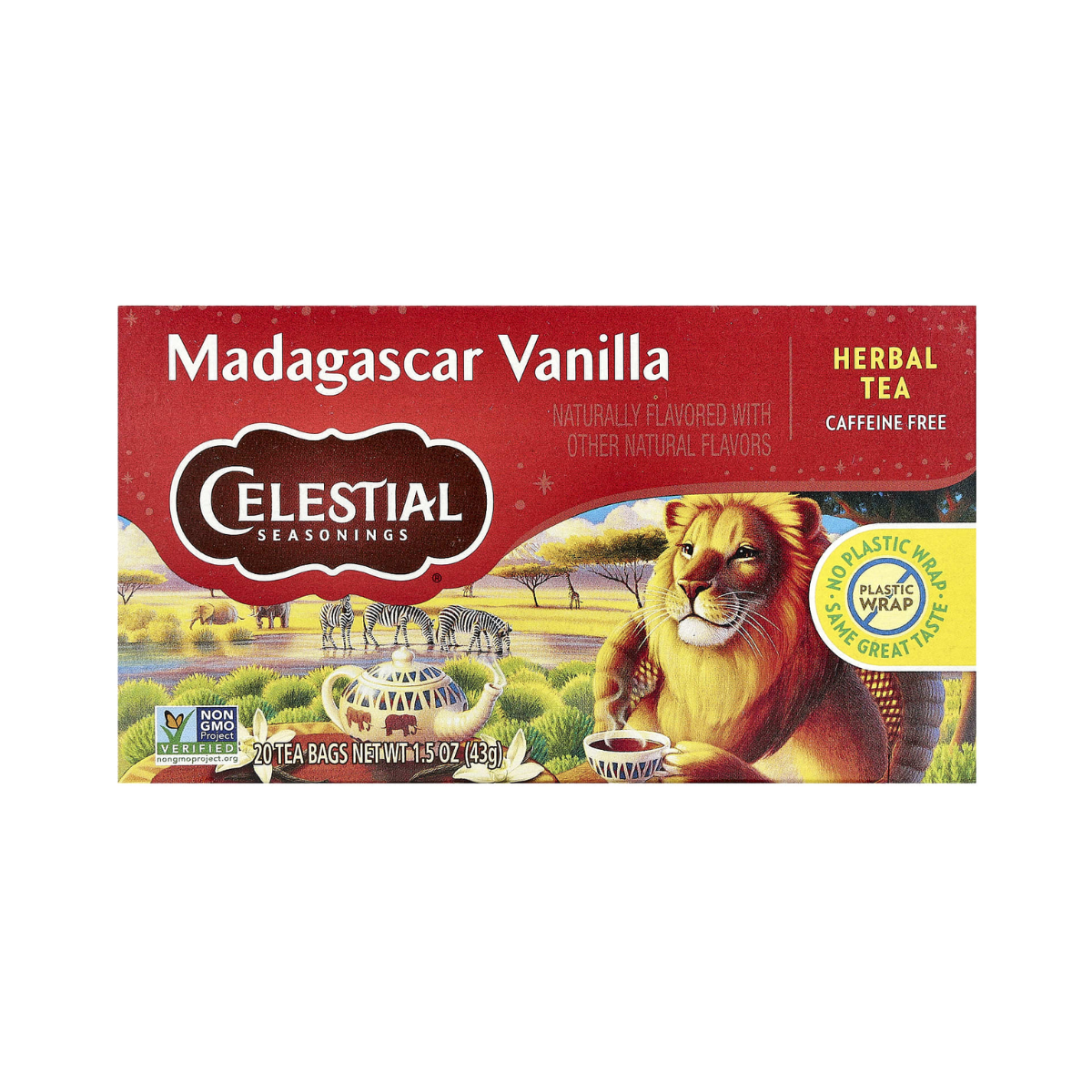 Celestial Seasonings, Red Tea Caffeine Free Madagascar Vanilla 20 Tea Bags, Case Of 6, 20 bag