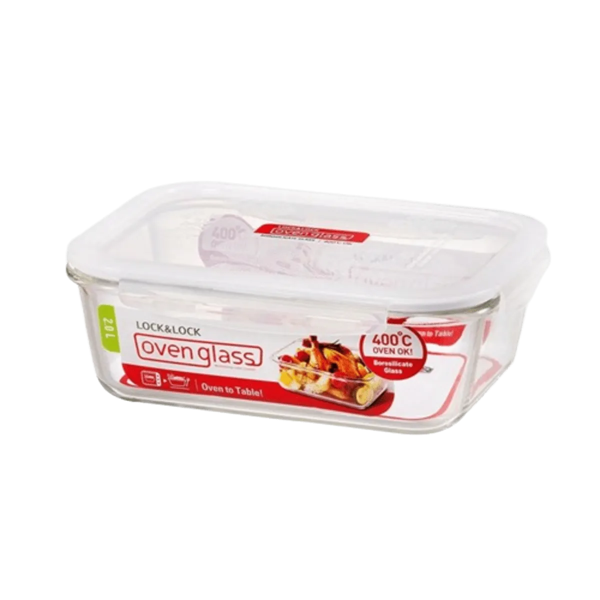 Lock & Lock Oven glass Rectangular Container, 2Ltr
