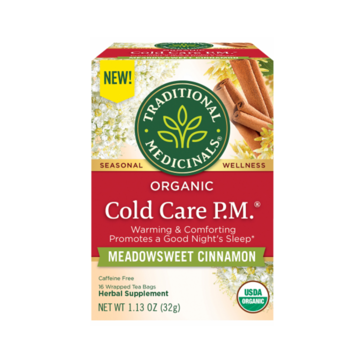 Traditional Medicinals Organic Cold Care P.M. Meadowsweet Cinnamon Tea 16 count